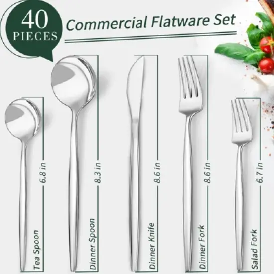 Itopfox 40-Piece Silverware Set for 8 Stainless Steel Flatware Cutlery Set with Knife Spoon & Fork Kitchen Utensils for Home Hotel Wedding Restaurant image {5}