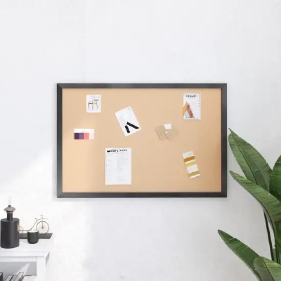 Merrick Lane Cork Display Board with Wooden Frame and Push Pins image {3}
