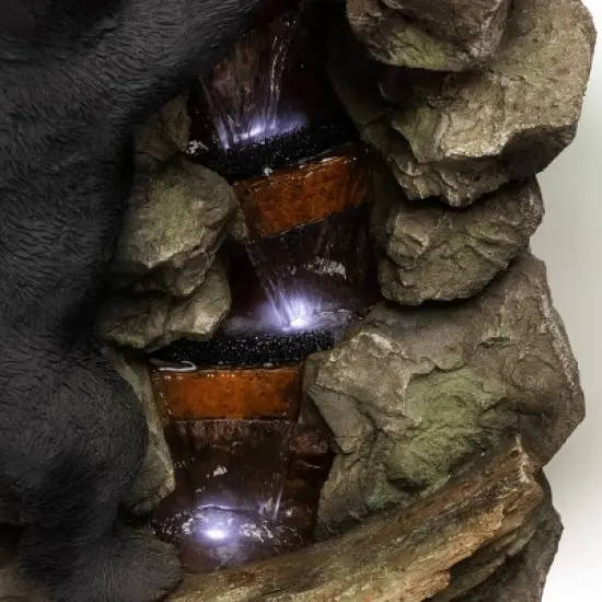 Alpine Corporation 36" Resin Two Bears Climbing Waterfall Fountain with LED Lights Brown: Sculptural, Electric, Freestanding Outdoor Decor image {4}