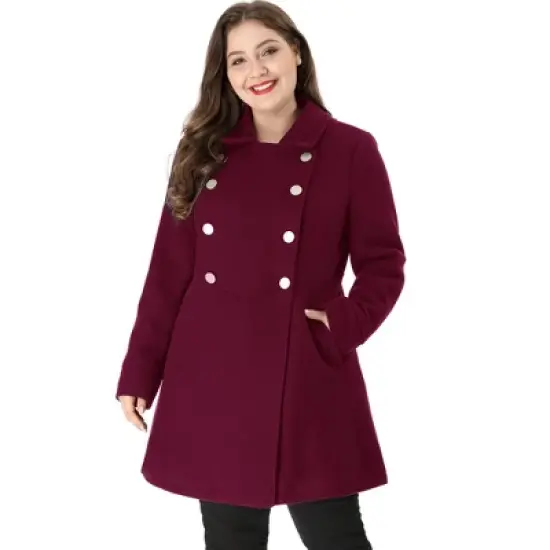 Agnes Orinda Women's Plus Size Winter Fashion Outerwear Double Breasted Warm Overcoats image {7}