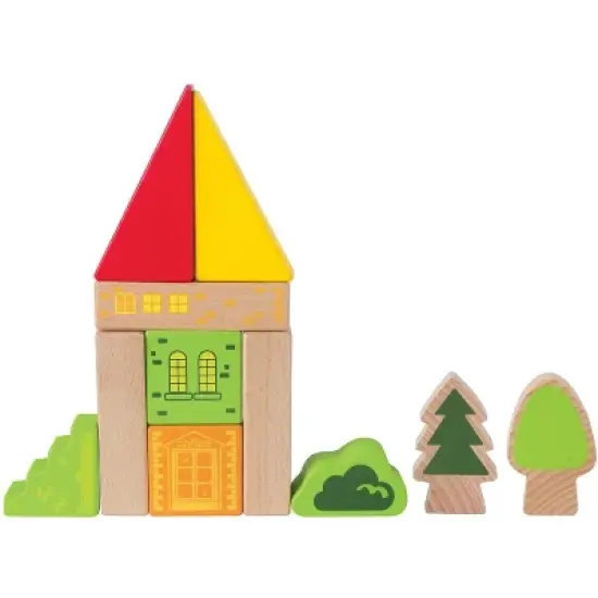 Hape City Building Blocks Colored Wooden Playset with Playscape, Market, Hospital, Bus Station, and Townspeople, for Ages 3 and Up, 145 Piece Set image {3}