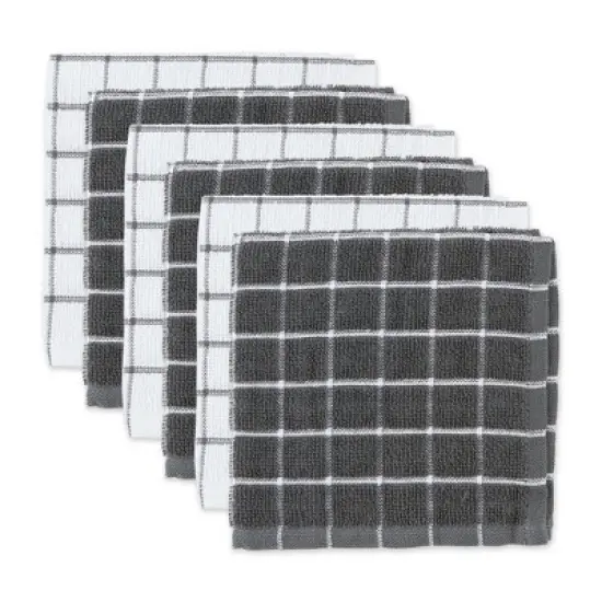 Design Imports Gray Combo Windowpane Dishcloth (Set Of 6) image {7}