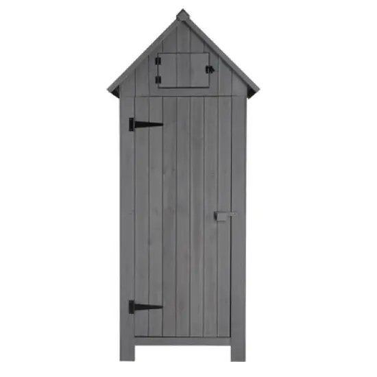 Karl Home 70'' H Gray Solid Wood Outdoor Storage Shed image {5}