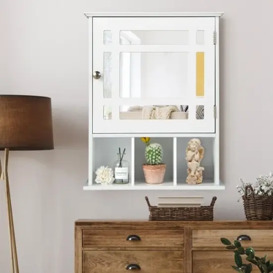 Tangkula Mirrored Medicine Cabinet Bathroom Wall Mounted Storage W/Adjustable Shelf image {3}