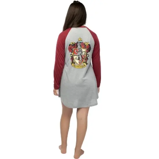 Juniors Harry Potter Hogwarts Houses Pajama Nightgown Raglan Sleep Shirt image {3}