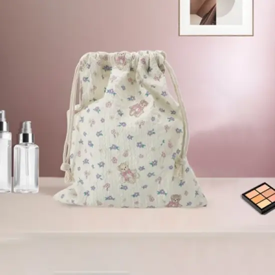 Unique Bargains Teddy Drawstring Makeup Bag 1 Pc image {4}