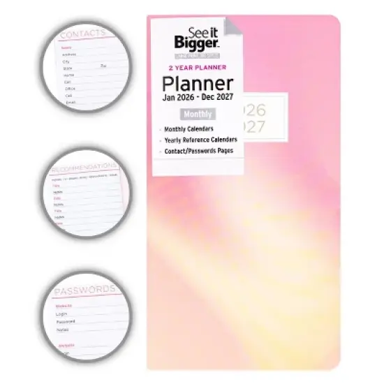 See It Bigger 3.75"x6.75" 2 Year 2026-2027 Monthly Pocket Planner image {3}