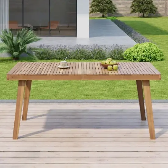 Christopher Knight Home Zeke Rustic Acacia Wood Outdoor Dining Table with Slatted Top image {9}
