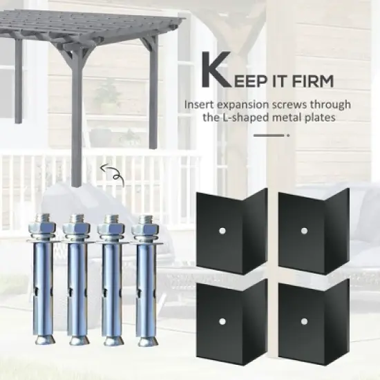 Resenkos Patio Garden Pergola, Pergola Canopy,12' x 10' Wooden Pergola, Outdoor Grape Gazebo for Garden, Patio, Backyard, Deck, Gray image {8}