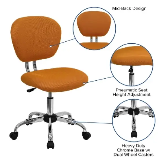 Emma and Oliver Mid-Back Mesh Padded Swivel Task Office Chair with Chrome Base image {2}
