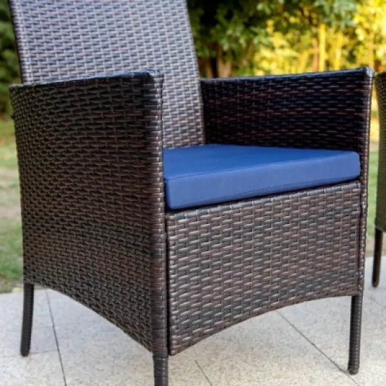 5pc Patio Set with Wicker Chairs & 28" Propane Gas Fire Pit Table - Captiva Designs image {5}