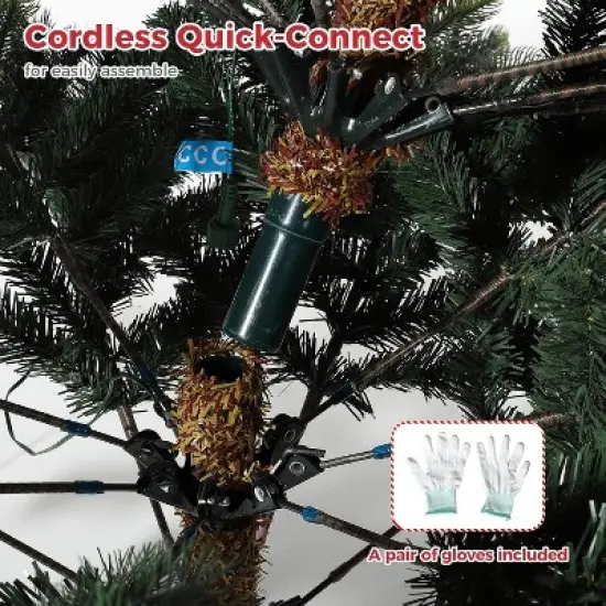 Pre-Lit Artificial Christmas Tree, Spruce Xmas Tree with Thick PE & PVC Branches, UL Listed Warm White Lights, Fire-Resistant, Home, Office image {7}