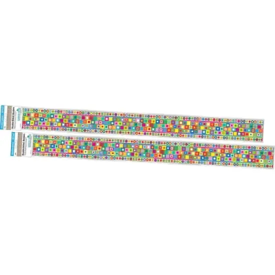 2pk Retro Double-Sided Classroom Borders - Barker Creek: Multicolored Bulletin Board Borders, 24 Pieces, 35" x 3" image {1}