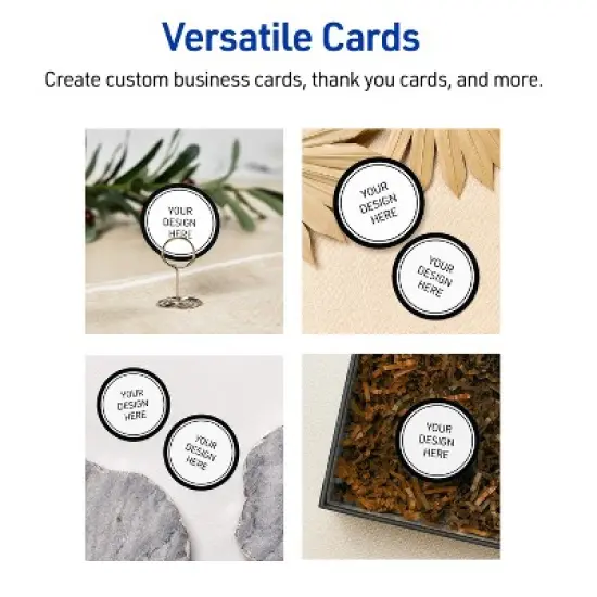 Avery&reg; Cards, 2" Diameter, Double Black Border, Matte White, 120ct image {5}