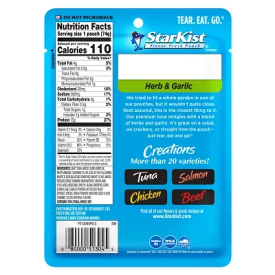 StarKist Tuna Creations Herb & Garlic Pouch - 2.6oz image {1}