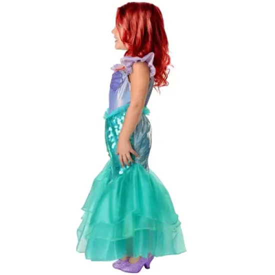 HalloweenCostumes.com 4T Girl Toddler Girl's Disney The Little Mermaid Ariel Halloween Costume with Sequin Pattern for Playtime,  Purple/Green image {2}