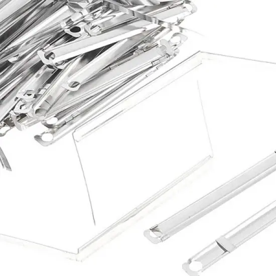 Unique Bargains Silver Tone Metal Organizer Binder Documents Clip Paper Fasteners 50 Sets image {4}