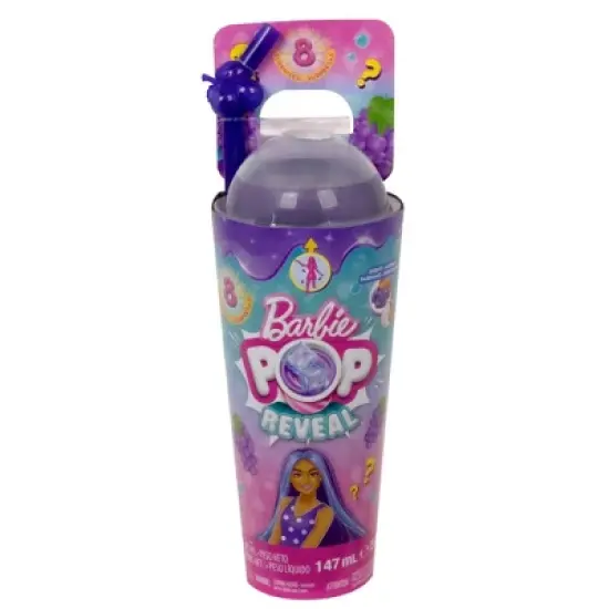 Barbie Pop Reveal Fruit Series Grape Fizz Doll, 8 Surprises Include Pet, Slime, Scent & Color Change image {4}