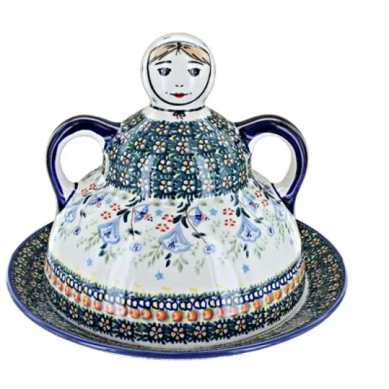 Blue Rose Polish Pottery B001 Manufaktura Cheese Lady image {5}