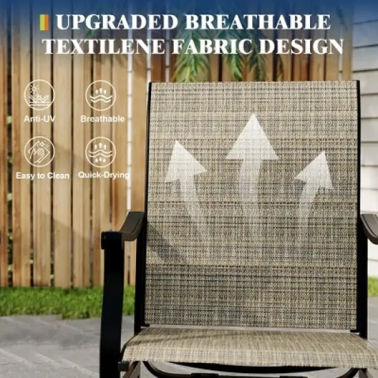 Set of 2 Swivel Bar Stools with High Back & Armrest, Breathable Textilene Bar Chairs for Outdoor Patio, Lawn, Deck, or Garden image {4}