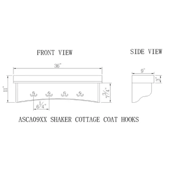 Shaker Cottage Coat Hooks with Tray - Alaterre Furniture image {3}