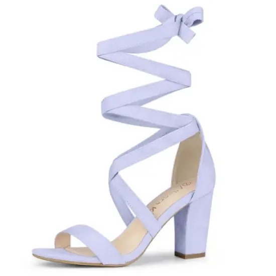 Allegra K Women's Lace Up Block Heels Sandals image {17}
