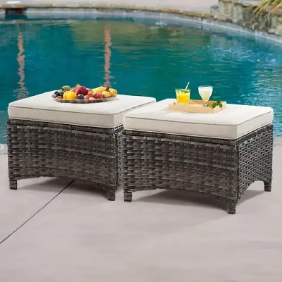UPTIOT Metal Outdoor Ottoman with Cushion image {8}