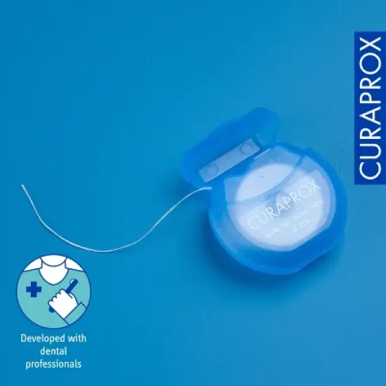 Curaprox DF 834 Dental Floss, Waxed Mint Flavour, 50m for Tight Interdental Spaces image {2}