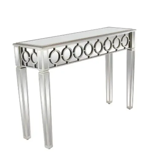 Glam Mirror and Wood Patterned Console Table Silver - Olivia & May image {3}