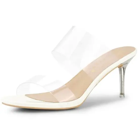 Allegra K Women's Clear Slide Stiletto Heels Sandals image {9}