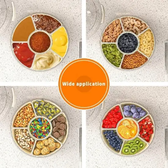 Attop Divided Serving Tray with Lid and Handle, Stackable Snackle Box Container for Fruits Candy Organizer image {5}