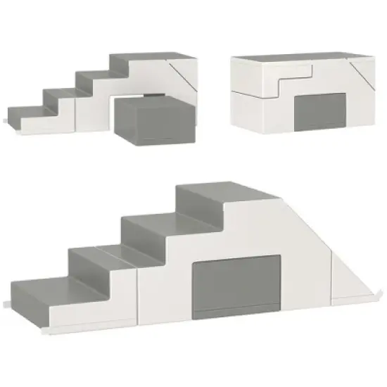 TopComfy Baby and Toddler Learning Toy Soft Foam Climbing Set for Motor Skills Development for Playroom, Light Gray, 57.9"*19.3"*18.5" image {5}