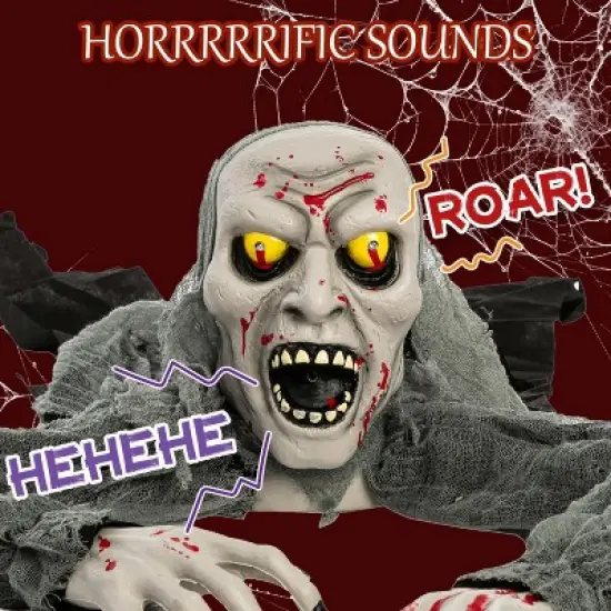Joyfy Halloween Outdoor Decoration Light-Up Zombie Groundbreaker with Sound, Halloween Decorations for Graveyard Haunted House Lawn Yard Party Decor image {2}
