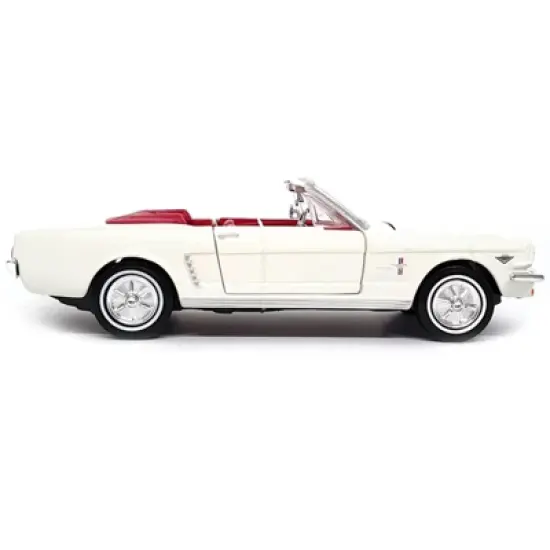 1964 1/2 Ford Mustang Convertible White w/Red Interior James Bond 007 "Goldfinger" 1964 Movie 1/24 Diecast Model Car by Motormax image {1}