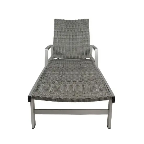 GDFStudio Joy Outdoor Wicker and Aluminum Adjustable Chaise Lounge, Gray/Silver image {6}