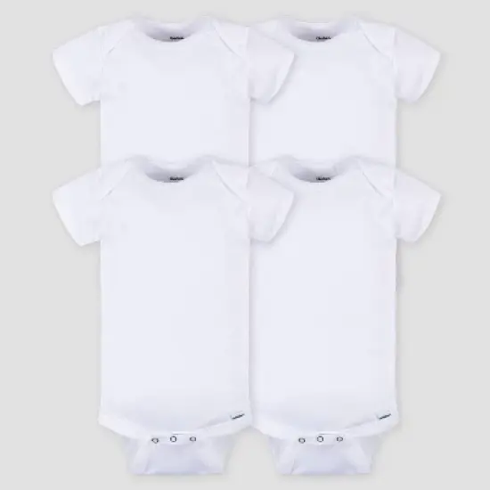 Gerber Baby 4pk Short Sleeve Onesies - White image {4}