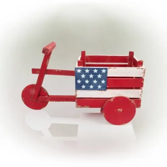 Novelty American Flag Wooden Planter - Alpine Corporation image {3}