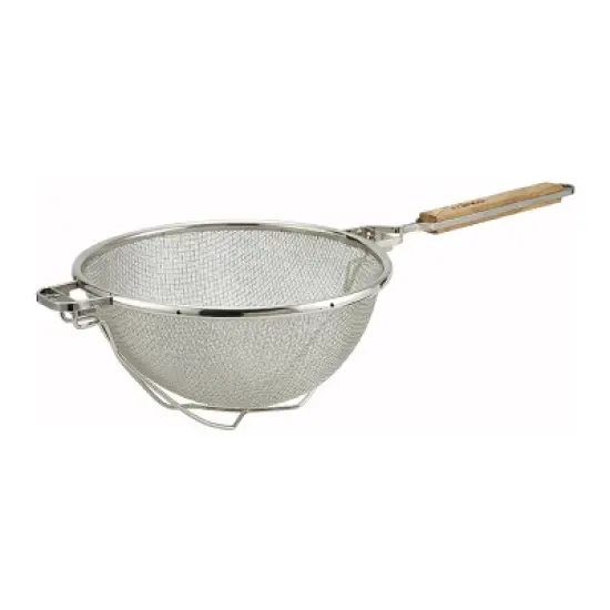 Winco Reinforced Double Mesh Strainer, Flat Handle, Stainless Steel, 10.5" dia image {2}