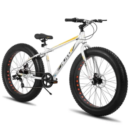 Hiland 20" 24" 26" Fat Tire Mountain Bike, 7-Speed, Disc Brake, Beach and Snow Bicycle image {3}