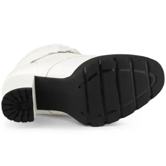 Allegra K Women's Platform Foldable Chunky Heels Lace Up Ankle Boots image {6}