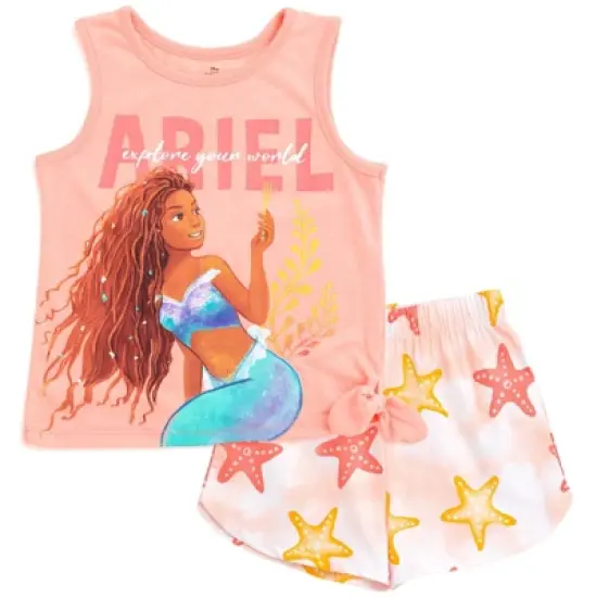 Disney Princess Ariel Girls Tank Top and Active Retro Dolphin Shorts Toddler to Big Kid image {8}