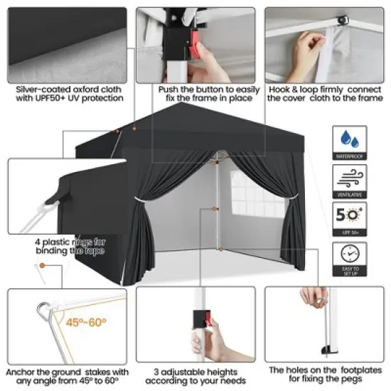 Yaheetech Adjustable 8x8 FT Pop Up Canopy Tent image {3}