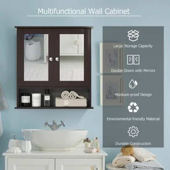 Costway Wall Mount Mirror Cabinet image {1}