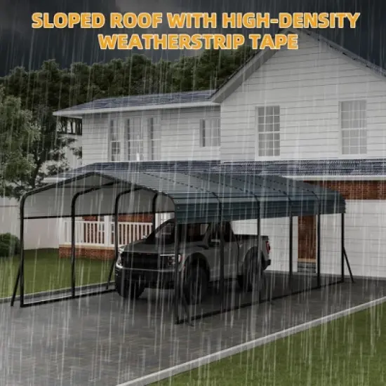 12x24 FT Metal Carport Kit - Galvanized Steel Roof, 100MPH Wind Rated, 35PSF Snow Load, Tall 8.5' Shelter for RV, Tractors image {5}