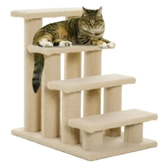 FURNIinspire 25" 4-Step Multi-Level Carpeted Cat Scratching Post Pet Stairs,25"*17"*23.5" image {2}