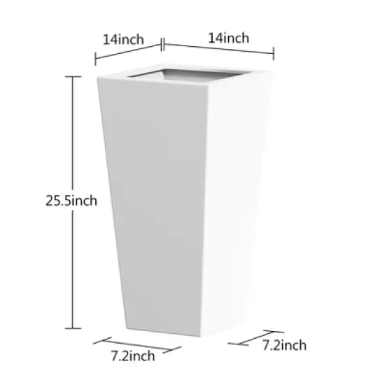 PexFix 25" Tall Metal Tapered Planter Large Outdoor & Indoor Garden Plant Pot White for Home and Patio image {3}