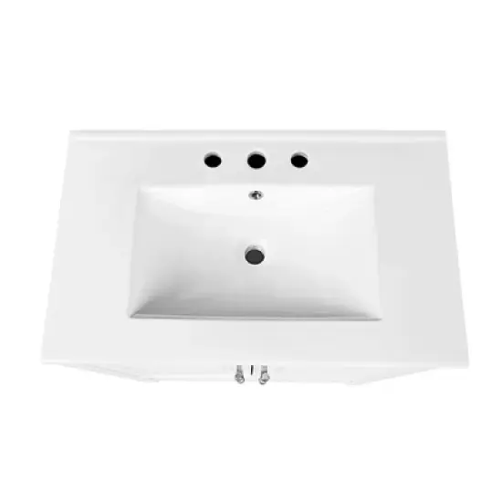 30" Bathroom Vanity with Sink, Freestanding Vanity Ceramic Sink Set with Doors, Bathroom Storage Cabinet For Home Bathroom Office Garage White image {6}