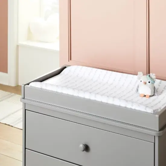 Plush Changing Pad Cover I Love You Script - Gray/White - Cloud Island&trade; image {1}