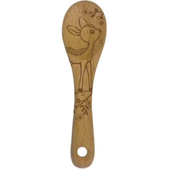 Talisman Designs Laser Etched Beechwood Mini Spoon, Woodland Collection, Deer image {1}
