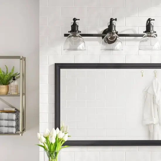 3-Light Industrial Glass Chandelier Matte Black - Threshold&trade; image {2}